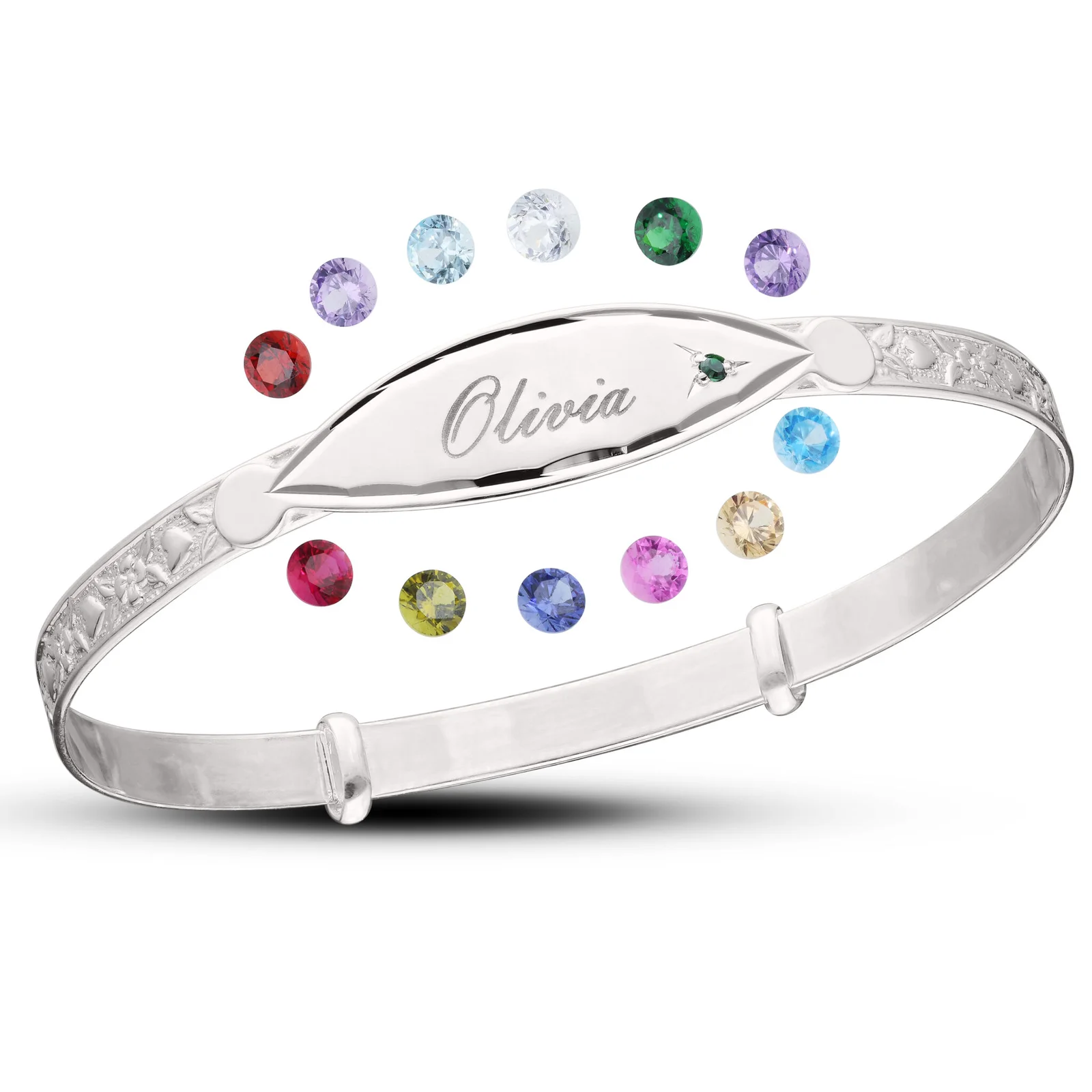 Dolce Valentina Personalised Silver Christening Bangle – Expandable Kids Bracelet